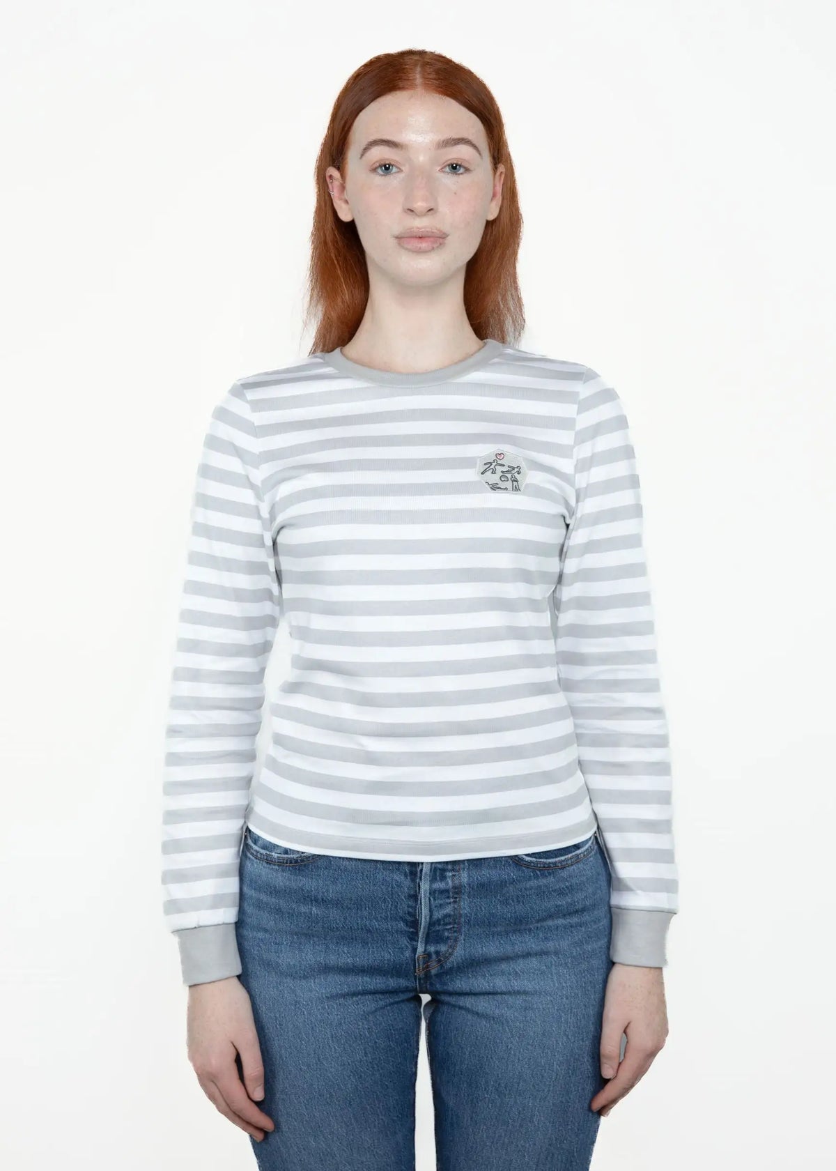 Grey and White Stripe Art Icon Long Sleeve Shirt